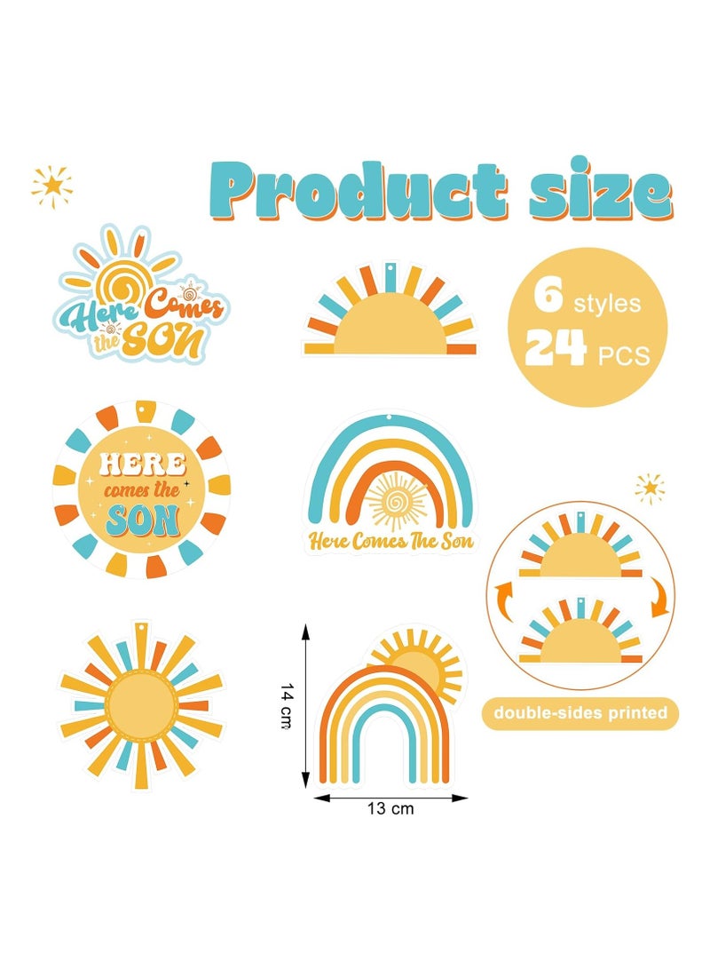 24 Pack Here Comes the Son Birthday Decorations, Boho Sun Birthday Ceiling Hanging Swirls Rainbow Sun Hanging Ceiling Decorations Boho Sunshine Ceiling Streamers for Baby Shower First Birthday - Image 2