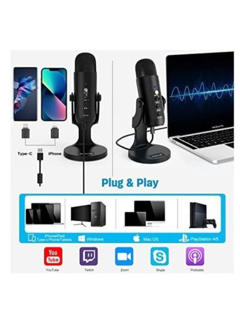 Jmary PW8 Professional Metal Voice Recording USB Condenser Studio And Podcast Recording Gaming Microphones - Image 2