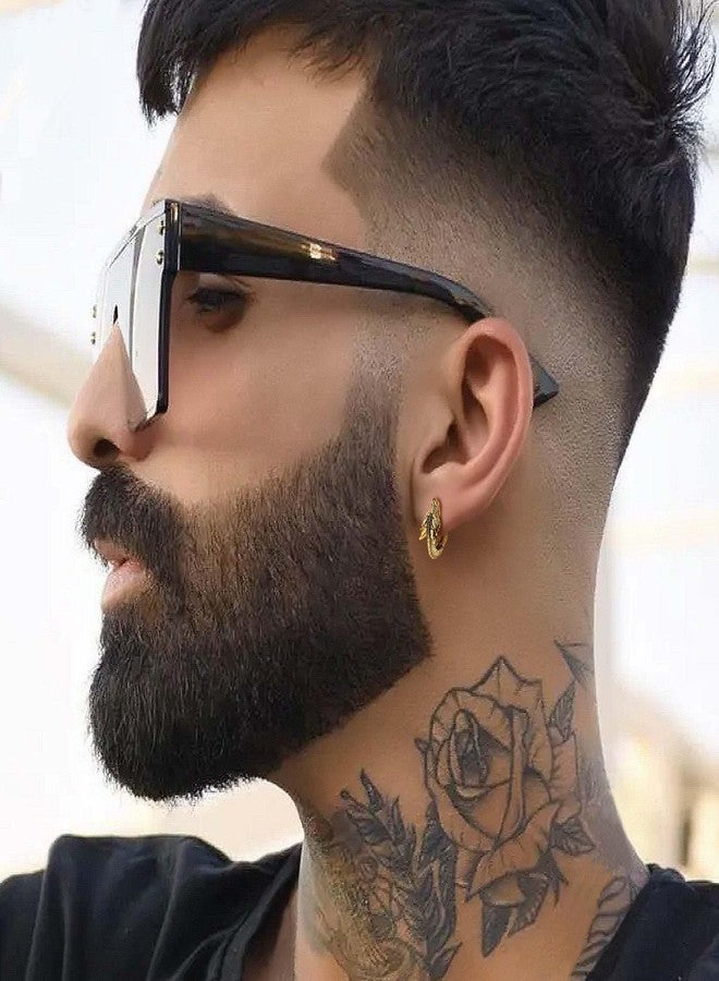 GulCean Dragon Hoop Earrings For Men 316l Stainless Steel Gold Punk Rock Gothic Viking Dragon Huggie Hoop Earrings Hypoallergenic Non Tarnish Jewelry Christmas Gifts Stocking Stuffers For Men Women - Image 3