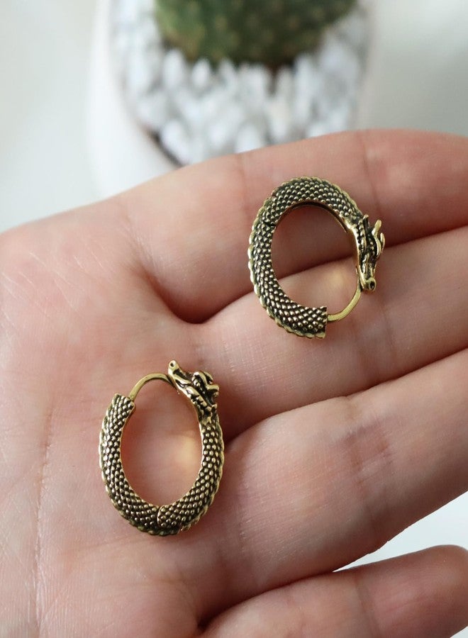 GulCean Dragon Hoop Earrings For Men 316l Stainless Steel Gold Punk Rock Gothic Viking Dragon Huggie Hoop Earrings Hypoallergenic Non Tarnish Jewelry Christmas Gifts Stocking Stuffers For Men Women - Image 5