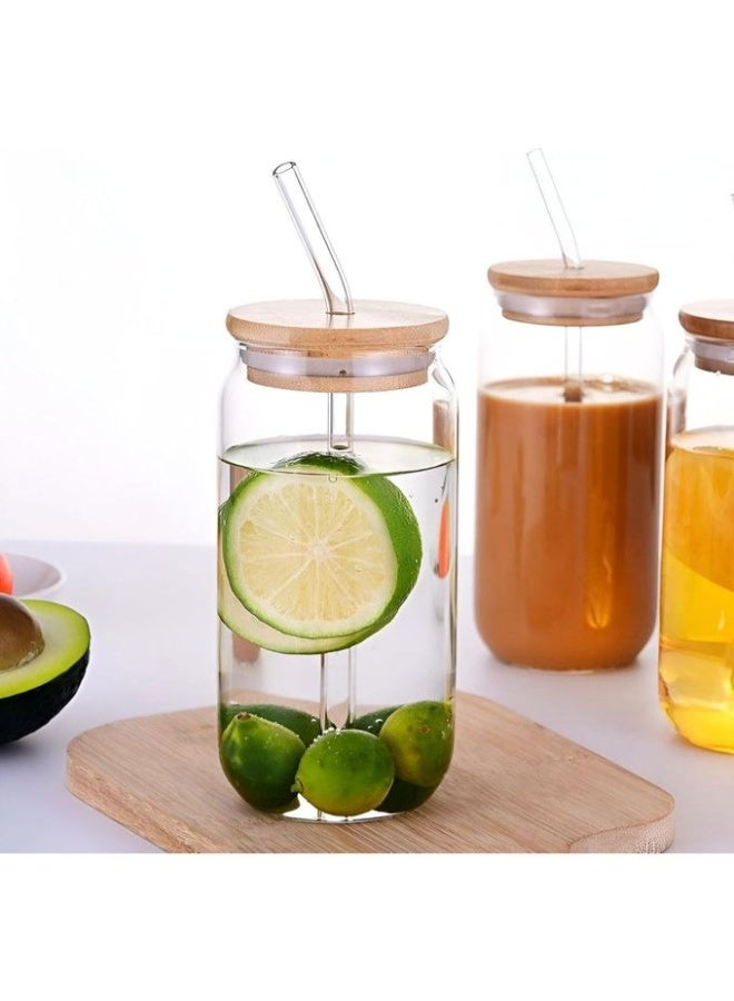 2-Piece Glass Cup Set, 400ml – Reusable Drinking Glasses with Bamboo Lids & Straws – Modern Glass Tumblers for Coffee, Milk, Juice, Cocktails & Cold Beverages - Image 3