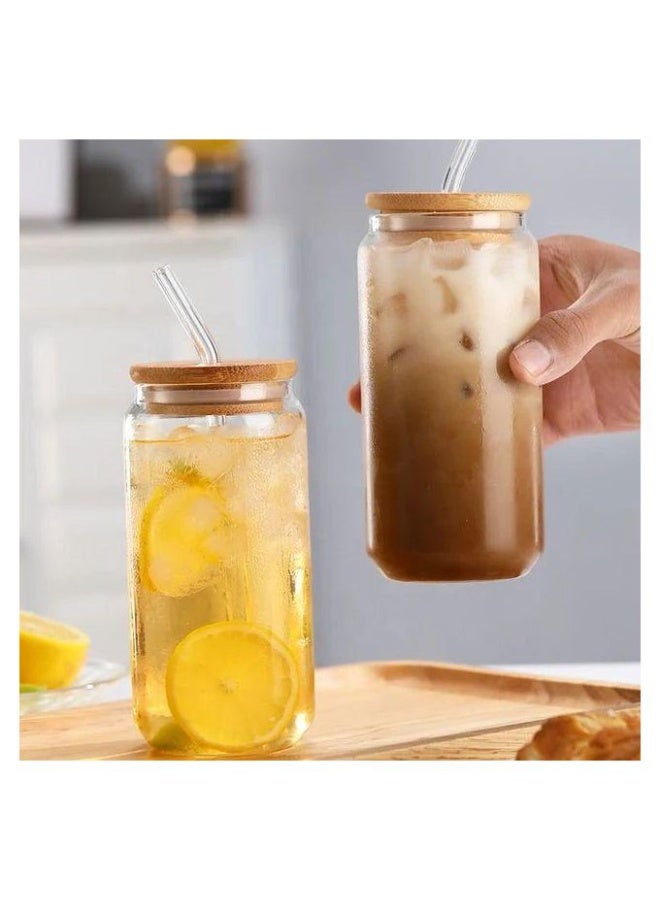 2-Piece Glass Cup Set, 400ml – Reusable Drinking Glasses with Bamboo Lids & Straws – Modern Glass Tumblers for Coffee, Milk, Juice, Cocktails & Cold Beverages - Image 4