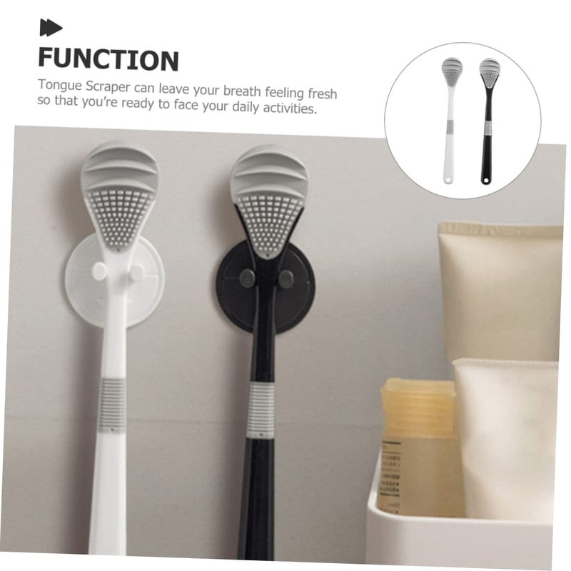 2 Pack Professional Tongue Scraper and Brush Set for Dental Cleaning Stainless Steel - Image 3