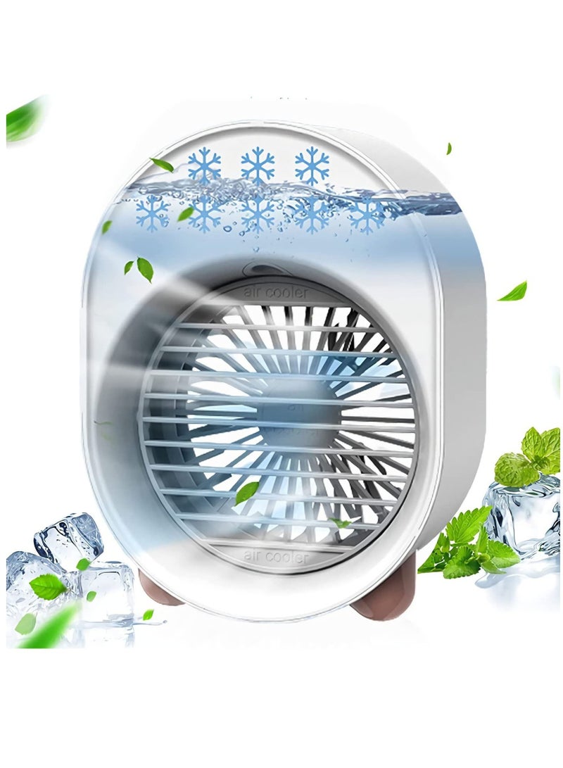 Y&D Portable Air Conditioner Personal Evaporative Cooler, white 4 in 1 USB Cooling Fan with Colorful Atmosphere Light, Mini AC Desk Misting for Small Room/Office/Dorm/Bedroom/Camping.  - Image 1
