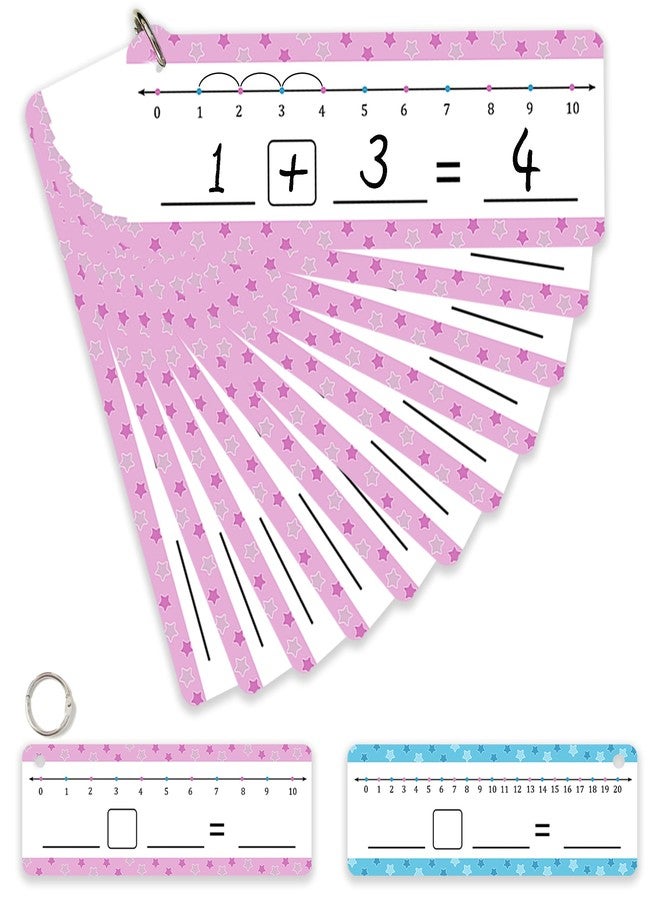 XLANMAY 52pcs Double Sided Number Line 5.9 * 2 inches Dry Erase Board 0-10 on One Side & 0-20 on The Other Side Writable and Erasable Teacher Supplies for Classroom Home Kids Teacher Students(with a Ring) - Image 1