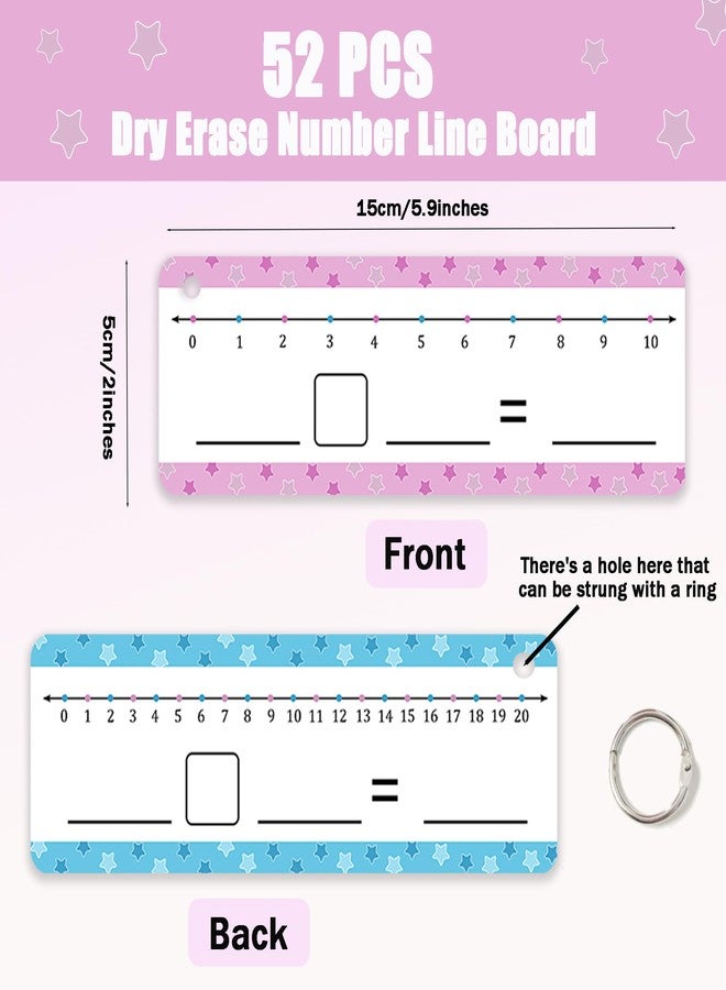XLANMAY 52pcs Double Sided Number Line 5.9 * 2 inches Dry Erase Board 0-10 on One Side & 0-20 on The Other Side Writable and Erasable Teacher Supplies for Classroom Home Kids Teacher Students(with a Ring) - Image 2