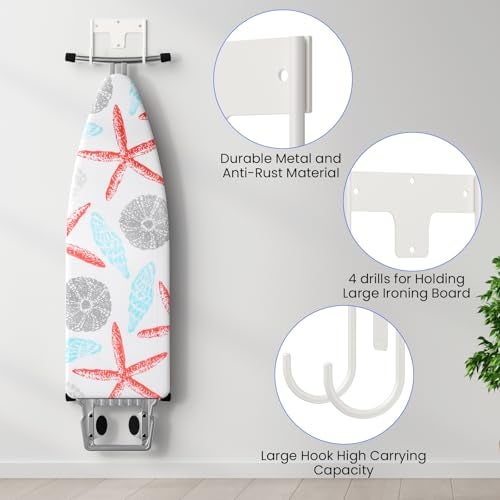 ORLESS Ironing Board Holder Wall Mount, Ironing Board Hanger, Ironing Board Holder, Iron Board Hook Wall Mount, for Laundry Rooms 5 Inch - Image 4
