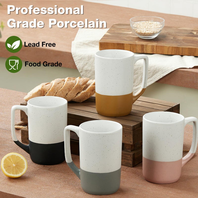 Gencywe Large Ceramic Coffee Mug Set of 4, 16 oz Tea Cups with Handle, Porcelain Mug for Latte, Hot Tea, Cappuccino, Milk, Cocoa, Microwave & Dishwasher Safe Cups for Men Women Mug Lovers, Housewarming Gift - Image 4