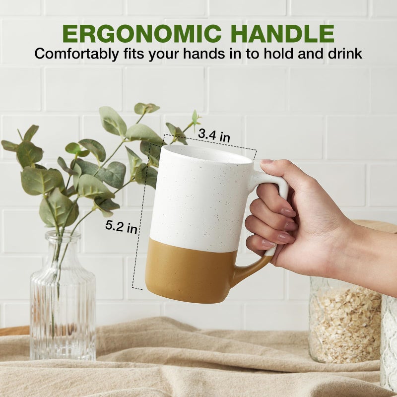 Gencywe Large Ceramic Coffee Mug Set of 4, 16 oz Tea Cups with Handle, Porcelain Mug for Latte, Hot Tea, Cappuccino, Milk, Cocoa, Microwave & Dishwasher Safe Cups for Men Women Mug Lovers, Housewarming Gift - Image 2