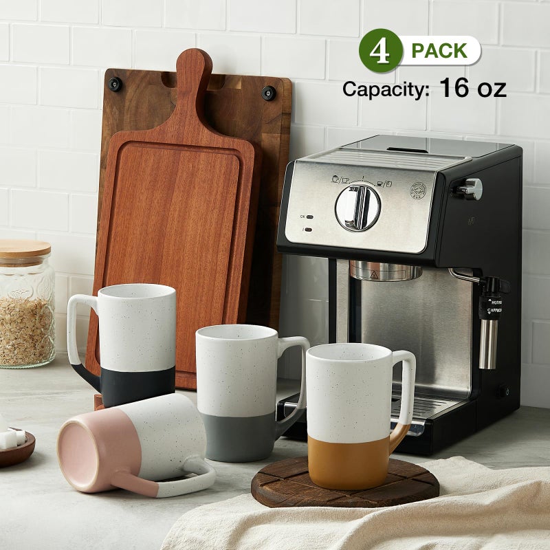 Gencywe Large Ceramic Coffee Mug Set of 4, 16 oz Tea Cups with Handle, Porcelain Mug for Latte, Hot Tea, Cappuccino, Milk, Cocoa, Microwave & Dishwasher Safe Cups for Men Women Mug Lovers, Housewarming Gift - Image 3