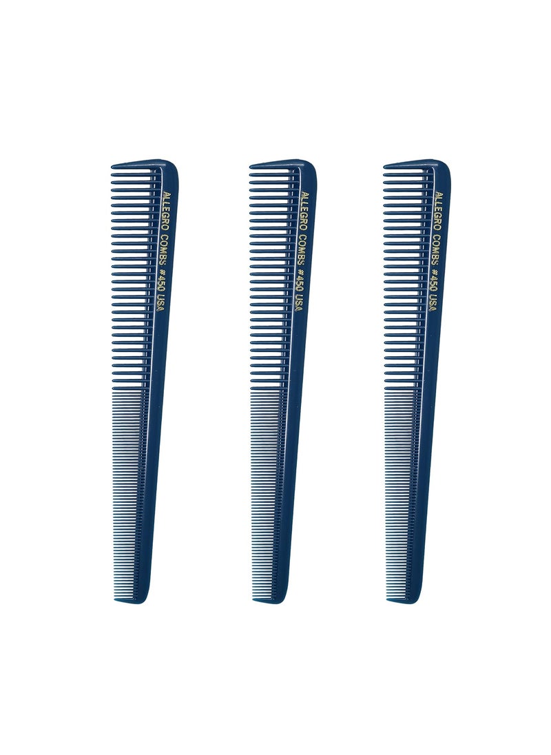 Allegro Combs Allegro Combs 450 Tapered Hair Cutting Combs Barber Hair Hairstylist Combs Womens Combs Mens Pocket Combs Made In The USA 3Pcs Teal 