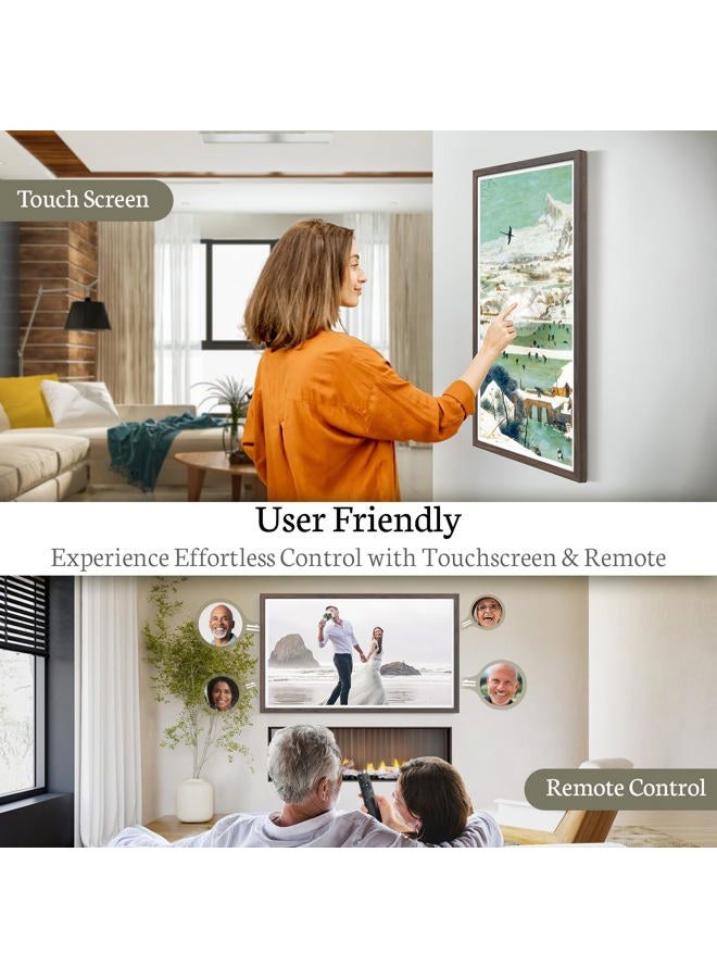 BSIMB 32 Inch Large Digital Picture Frame, Touchscreen 64GB 1920x1080 FHD WiFi Photo Frame Electronic Display Remote Control, Share Pictures/Videos via App/USB/SD Easy Setup Gifts for Mom, Dark Wood - Image 5
