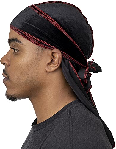 Veeta Superior Velvet Durag - Soft Velvet Durags for Men & Women, Long Double Wide Straps, Silky Durag Liner, Triple Stitched - Image 1