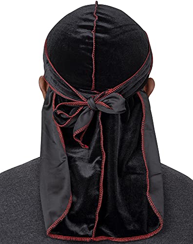 Veeta Superior Velvet Durag - Soft Velvet Durags for Men & Women, Long Double Wide Straps, Silky Durag Liner, Triple Stitched - Image 2