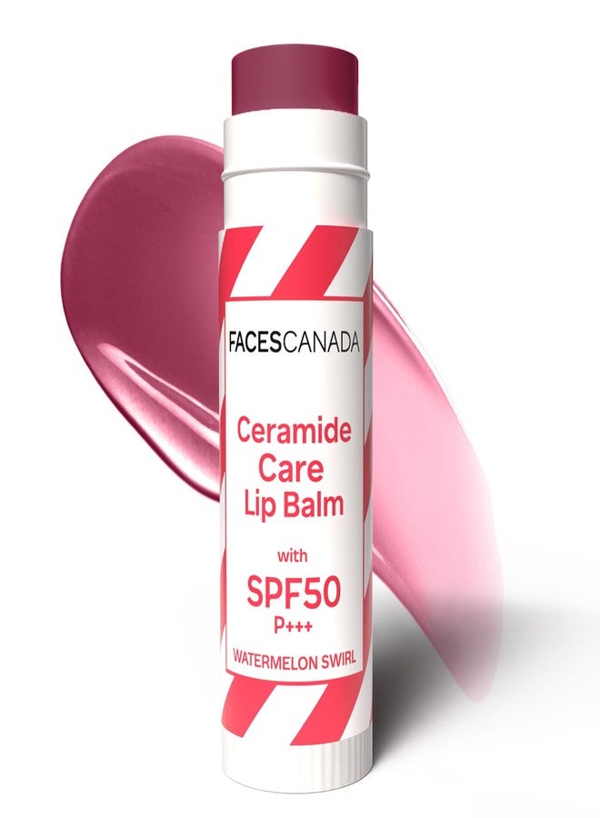 Facescanada FACES CANADA Ceramide Care Lip Balm - Watermelon Swirl 03, 4 gm | Tinted Lip Balm | SPF 50 PA +++ Protection | Hydrates Dry & Chapped Lips | Prevents Pigmentation | Repairs Lip Barrier | With Hyaluronic Acid & Shea Butter Infused - Image 1