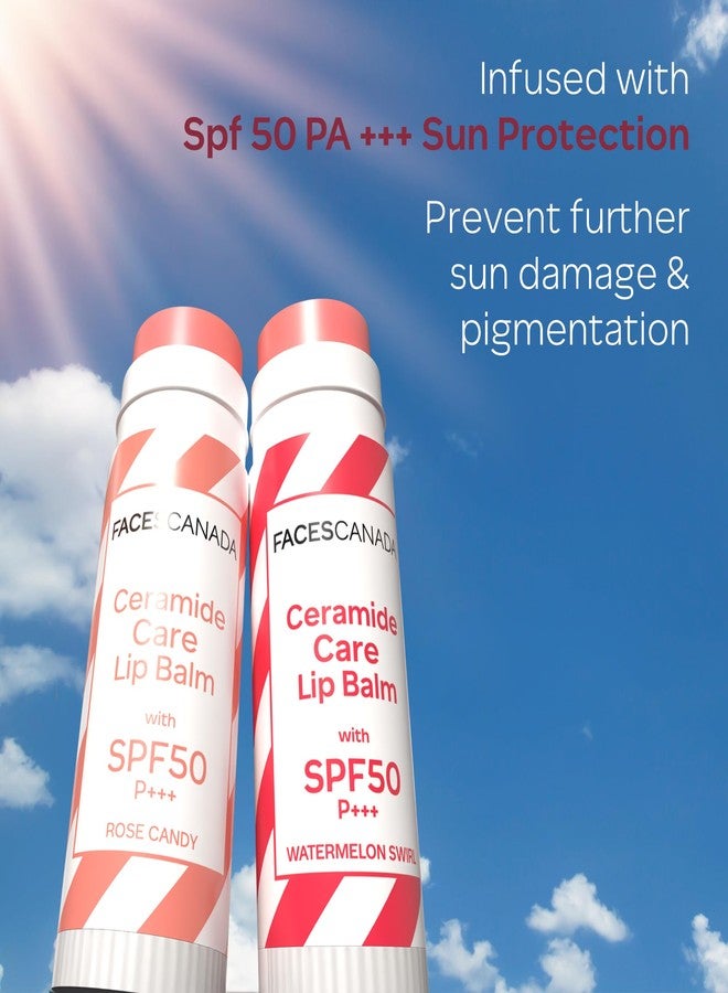 Facescanada FACES CANADA Ceramide Care Lip Balm - Watermelon Swirl 03, 4 gm | Tinted Lip Balm | SPF 50 PA +++ Protection | Hydrates Dry & Chapped Lips | Prevents Pigmentation | Repairs Lip Barrier | With Hyaluronic Acid & Shea Butter Infused - Image 2