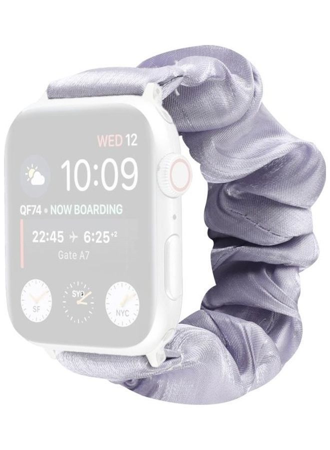 NIBEMINENT Shell Pattern Hair Ring Cloth Watch Strap For Apple Series 7/6/SE/5/4/3/2/1 45/44/42mm Light Purple  - Image 1
