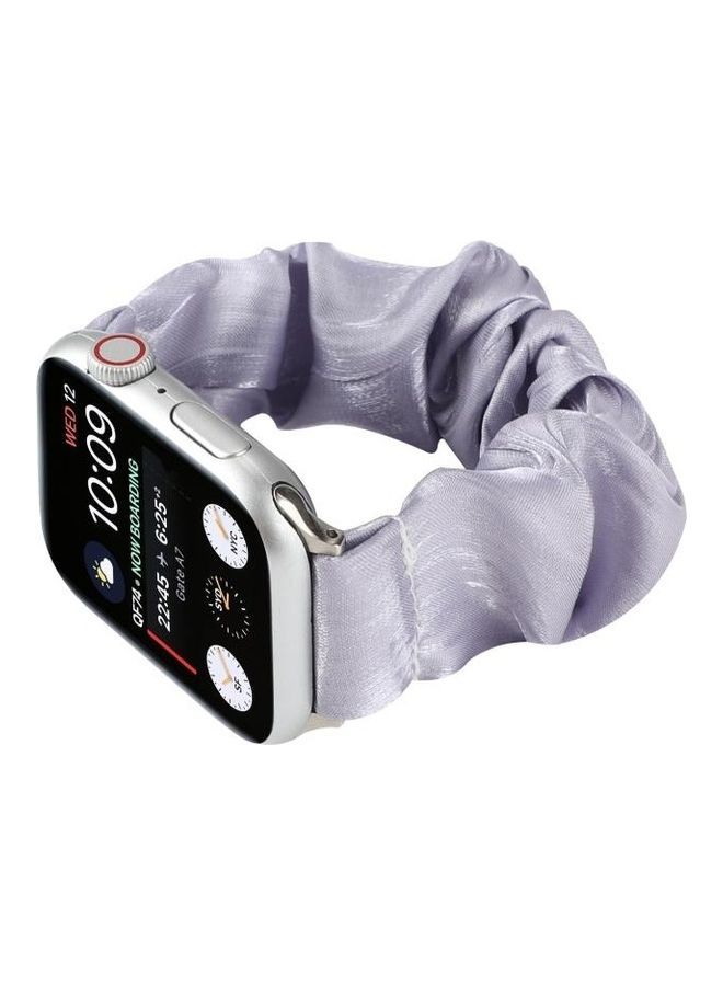 NIBEMINENT Shell Pattern Hair Ring Cloth Watch Strap For Apple Series 7/6/SE/5/4/3/2/1 45/44/42mm Light Purple  - Image 5