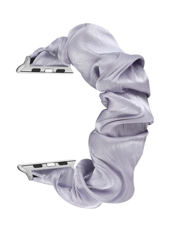NIBEMINENT Shell Pattern Hair Ring Cloth Watch Strap For Apple Series 7/6/SE/5/4/3/2/1 45/44/42mm Light Purple  - Image 2