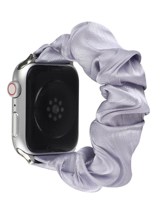 NIBEMINENT Shell Pattern Hair Ring Cloth Watch Strap For Apple Series 7/6/SE/5/4/3/2/1 45/44/42mm Light Purple  - Image 3