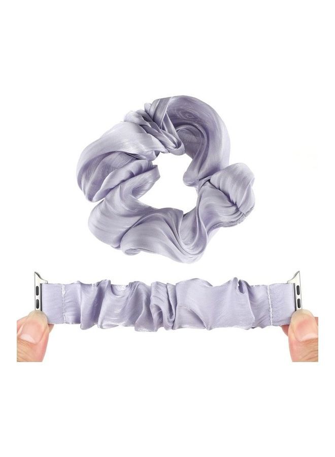 NIBEMINENT Shell Pattern Hair Ring Cloth Watch Strap For Apple Series 7/6/SE/5/4/3/2/1 45/44/42mm Light Purple  - Image 4