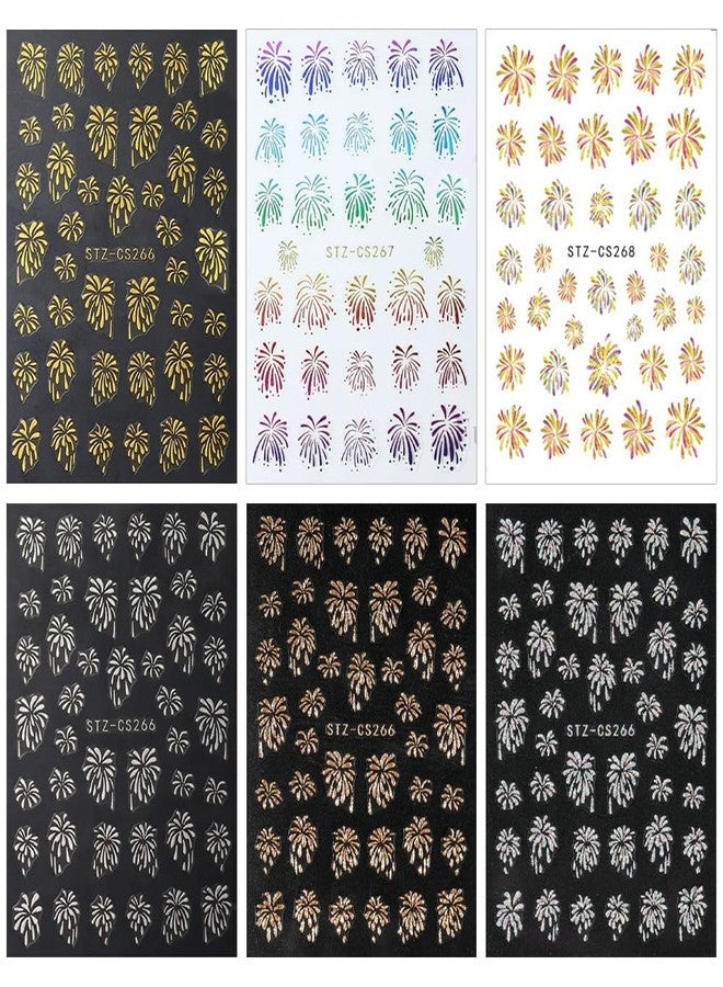JALIYA 3D Glitter Firework Nail Stickers New Year Nail Art Stickers Colorful Fireworks Nails Stickers Holiday Nail Decals Blooming Firework Nail Design Stickers for Nails Women Nail Supplies Manicure Decor - Image 2