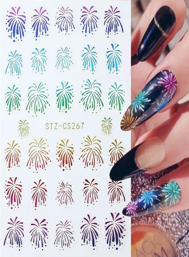 JALIYA 3D Glitter Firework Nail Stickers New Year Nail Art Stickers Colorful Fireworks Nails Stickers Holiday Nail Decals Blooming Firework Nail Design Stickers for Nails Women Nail Supplies Manicure Decor - Image 5