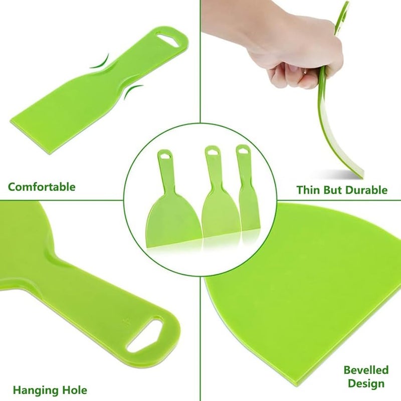 Green Plastic Putty Knife Flexible Paint Scraper 100x180mm Spackling Construction Tool - Image 5