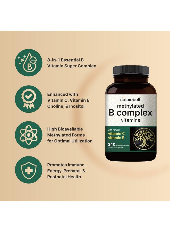 NatureBell Methylated B Complex Vitamins, 240 Veggie Capsules | Multivitamin B Complex | B12, Folate, Biotin & More - with Natural Vitamin C, E, Choline & Inositol - Immune, Energy, & Prenatal Support - Image 4