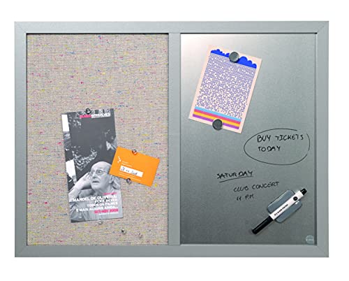MasterVision Combination Board, 18" x 24", Dry Erase Magnetic Board & Grey Fabric Bulletin Board Combo, Grey MDF Frame Small - Image 4