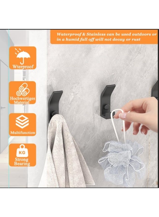 Bukela 5 Pack Black Coat Hooks, Double Prong Coat Hangers Wall Mounted, Heavy Duty Coat Hooks Wall Mounted, Sturdy Metal Hanger Wall Hooks for Hanging with Screws for Bathroom Bedroom (Matte Black) - Image 2