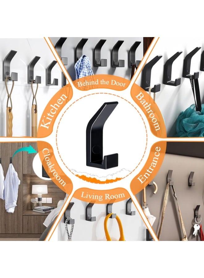 Bukela 5 Pack Black Coat Hooks, Double Prong Coat Hangers Wall Mounted, Heavy Duty Coat Hooks Wall Mounted, Sturdy Metal Hanger Wall Hooks for Hanging with Screws for Bathroom Bedroom (Matte Black) - Image 5