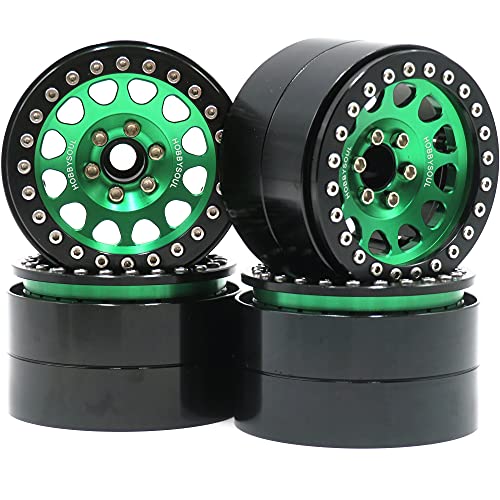 hobbysoul 4pcs RC Aluminium Alloy 22 beadlock Wheels Rims Hex 12mm GreenBlack Color - Image 1