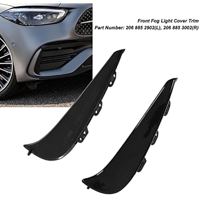 Sorandy Gloss Black Front Bumper Fog Grille Air Vent Cover Trims, ABS Material Trims, Reliable One Pair Replacement for C Class W206 AMG Line 2022+ 206 885 2902 3002 - Image 4