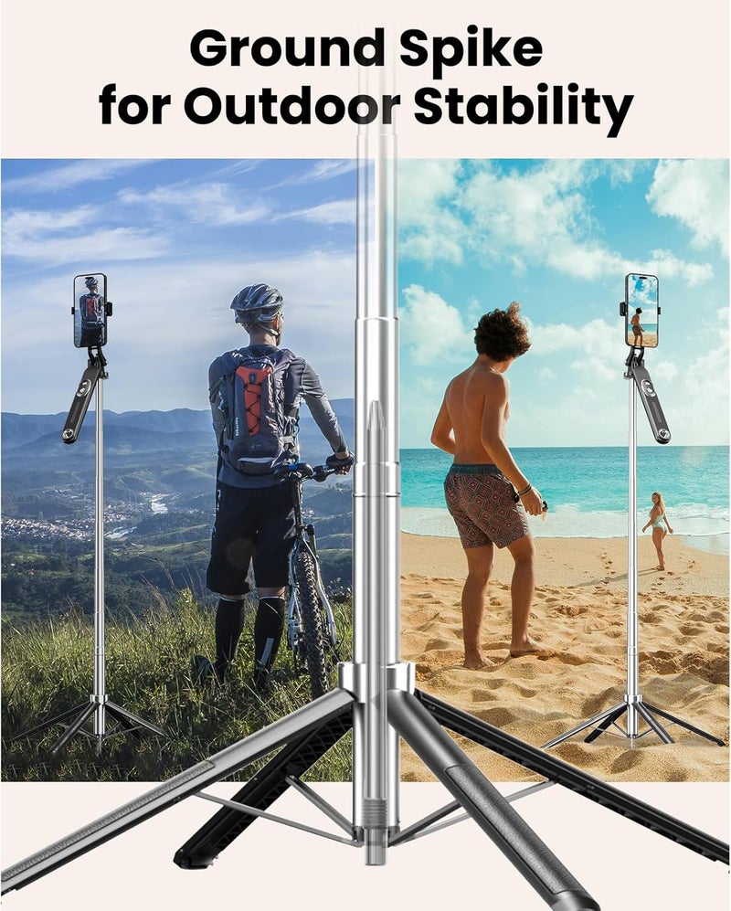 180cm Selfie Stick Tripod with Ground Spike & Wireless Remote for iPhone/Android/GoPro - Image 2