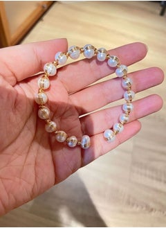 General 925 Silver Plated 18K Gold Inlaid Natural Baroque Freshwater Pearls / Cat Cartoon Handmade Original Bracelet  - Image 5