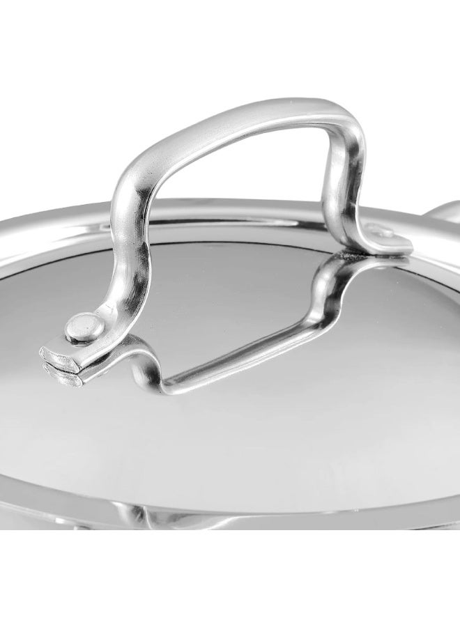 VINOD وعاء كاداي/كادهاي من الفولاذ المقاوم للصدأ ثلاثي الطبقات بعمق إضافي مع غطاء من الفولاذ المقاوم للصدأ - 8 لترات (32 سم)، VTK032، وعاء طهي، مقلاة، طاجن - Image 2