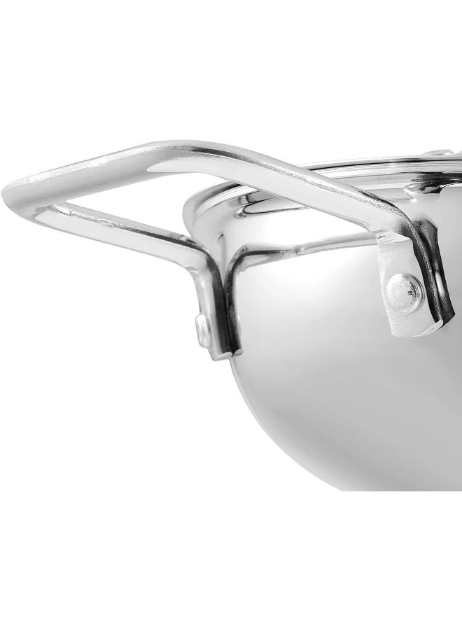 VINOD وعاء كاداي/كادهاي من الفولاذ المقاوم للصدأ ثلاثي الطبقات بعمق إضافي مع غطاء من الفولاذ المقاوم للصدأ - 8 لترات (32 سم)، VTK032، وعاء طهي، مقلاة، طاجن - Image 3