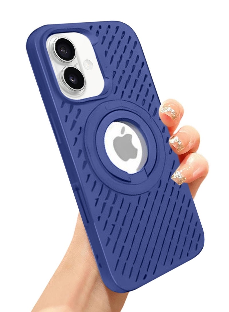 Wtech Apple iPhone 16 2024 Premium Silicone Magsafe with Ring Finger Grip Case Cover - Navy Blue - Image 4