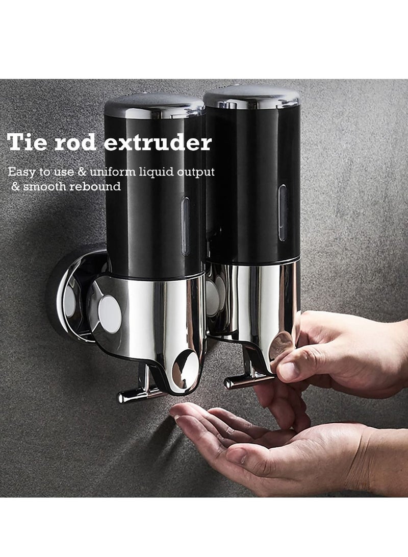 YQbest Wall Mounted Bathroom Shower Pump Dispenser, 2 Chamber Dispenser and Organizer Holds Shampoo Soap Conditioner Gel - Image 3