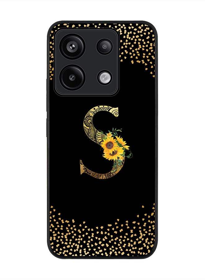 Stylizedd Rugged Black Edge Case for Xiaomi Redmi Note 13 Pro 5G Case Cover- Custom Monogram Initial Letter Mandala Floral Pattern Alphabet - S(Black)  - Image 1