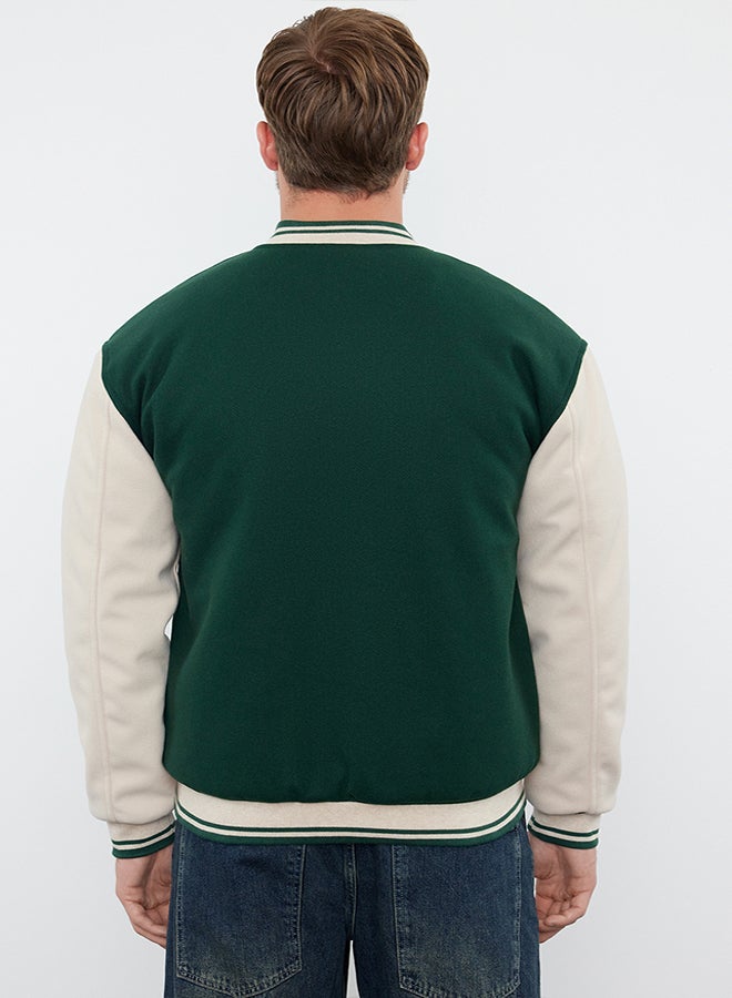 trendyol Green Unisex Regular Fit Bomber Collar College Winter Coat TMNAW24MO00017  - Image 5