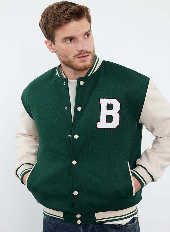 trendyol Green Unisex Regular Fit Bomber Collar College Winter Coat TMNAW24MO00017  - Image 2