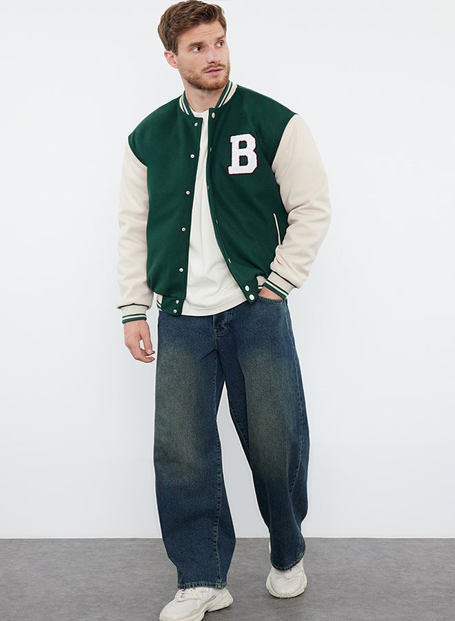trendyol Green Unisex Regular Fit Bomber Collar College Winter Coat TMNAW24MO00017  - Image 1