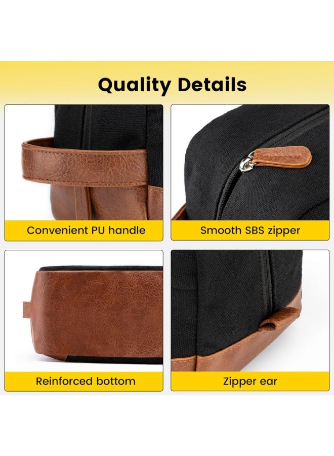 Vorspack Travel Toiletry Bag - Hanging Toiletry Bag for Men Water Resistant Canvas Shaving Bag for Travel, Black, Large - Image 5
