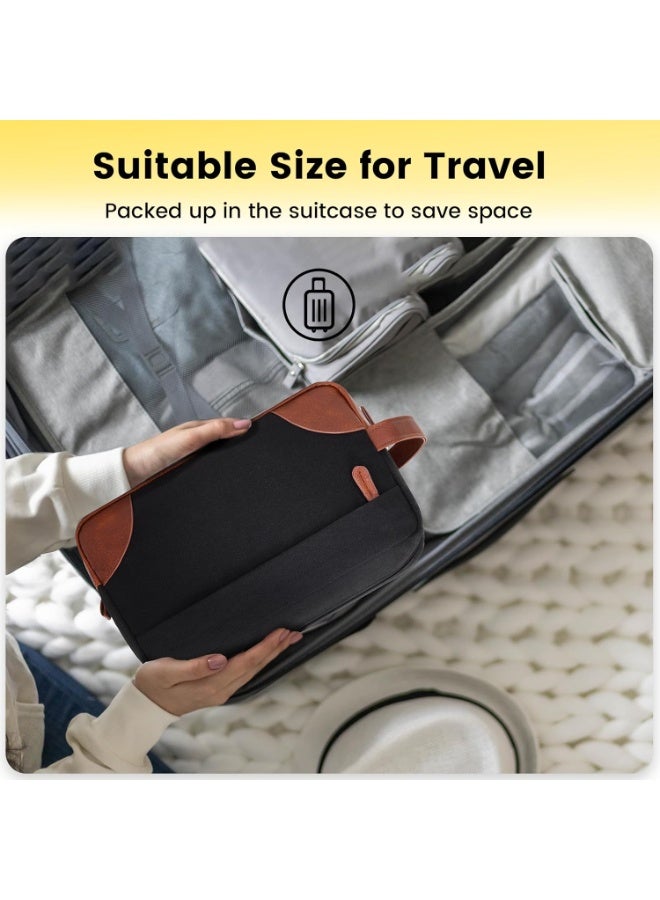 Vorspack Travel Toiletry Bag - Hanging Toiletry Bag for Men Water Resistant Canvas Shaving Bag for Travel, Black, Large - Image 2