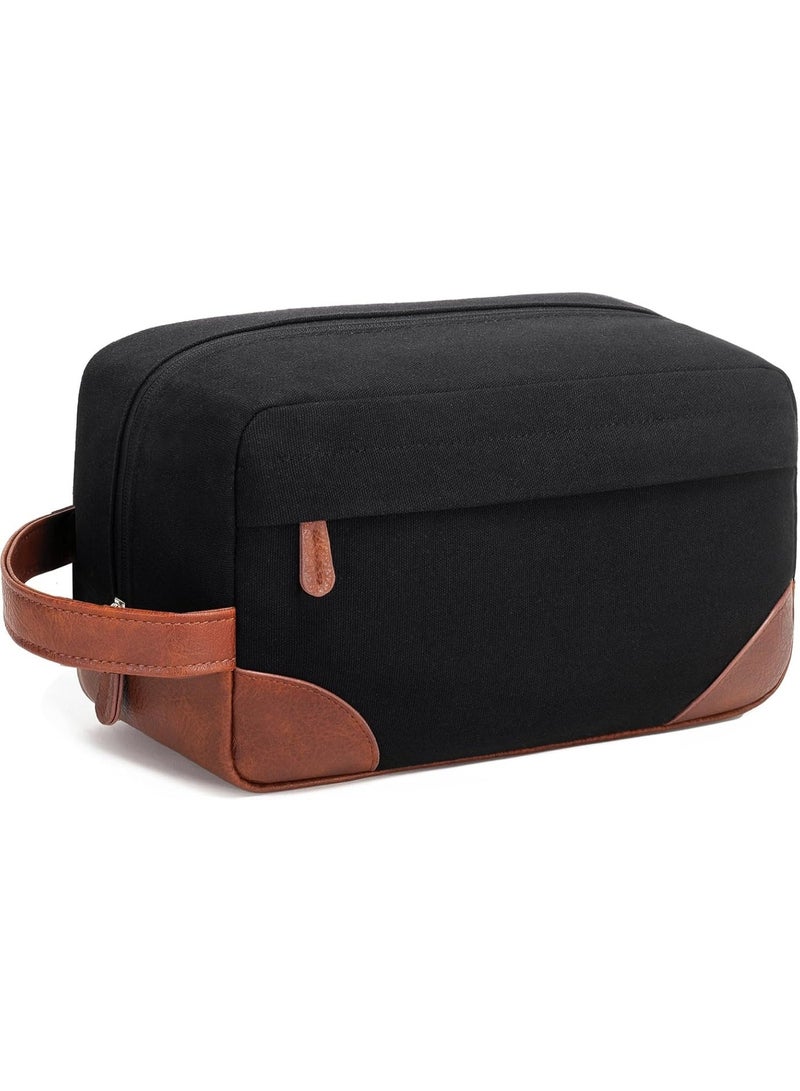 Vorspack Travel Toiletry Bag - Hanging Toiletry Bag for Men Water Resistant Canvas Shaving Bag for Travel, Black, Large - Image 1
