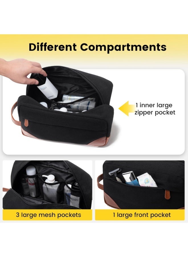 Vorspack Travel Toiletry Bag - Hanging Toiletry Bag for Men Water Resistant Canvas Shaving Bag for Travel, Black, Large - Image 4