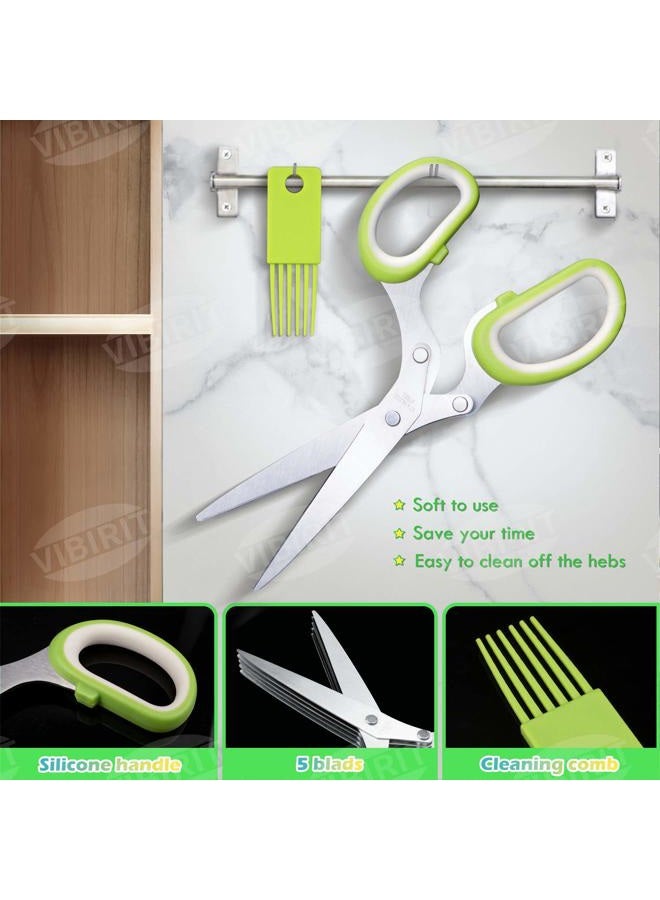 VIBIRIT Herb Scissors Leaf Herb Stripper, Stainless Steel 5 Blade Kitchen Scissors,Peelers for Kitchen,for Chopping Chive , Vegetables, Salad,Collard Greens, Parsley, Rosemary Herb As Christmas gifts - Image 3