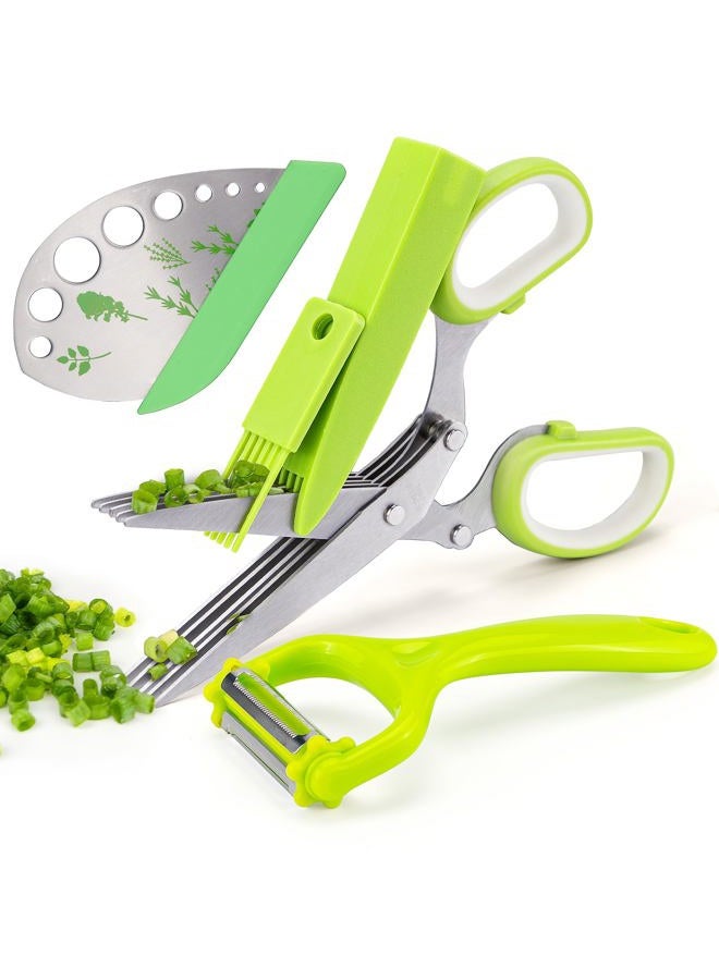 VIBIRIT Herb Scissors Leaf Herb Stripper, Stainless Steel 5 Blade Kitchen Scissors,Peelers for Kitchen,for Chopping Chive , Vegetables, Salad,Collard Greens, Parsley, Rosemary Herb As Christmas gifts - Image 1